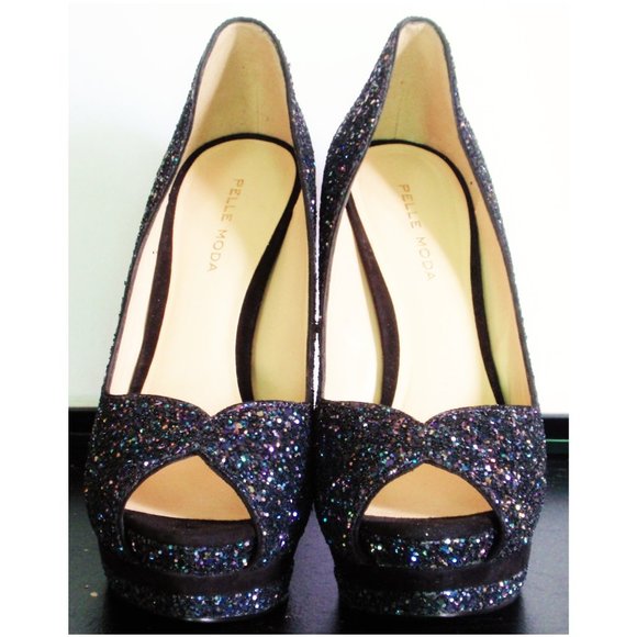 PELLE MODA WHITLEY GLITTER PEEPTOE PLATFORM 7.5 NWB - Picture 3 of 10